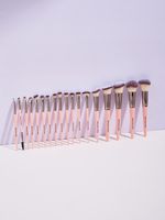 Lot de 18 pinceaux cosmétiques roses personnalisables avec logo, poils synthétiques doux, boîte de rangement, pour le visage, le correcteur, le fond de teint et les fards à paupières