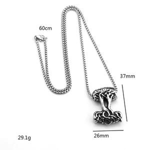 จี้ต้นไม้แห่งชีวิตสไตล์ไวกิ้ง ทำจากสแตนเลสสตีล ดีไซน์ไม่สมมาตร เหมาะสำหรับผู้ชาย สวมใส่ได้ทุกวัน แมทช์กับเสื้อผ้าได้ - Product Image 5