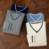Pull en pur cachemire pour hommes Pull en tricot à col en V de grande taille Pull en cachemire pour hommes