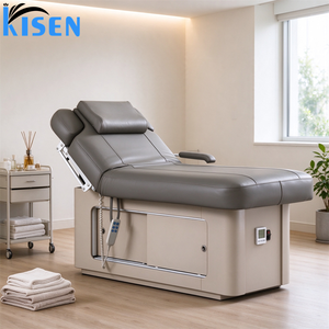 Cama de Tratamiento Eléctrica de Lujo Kisen, Diseño Tradicional en Cuero Sintético, Mesa de Masaje Facial para Salón de Belleza, 2 Motores - Product Image 5