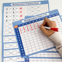Tableaux de Multiplication Effaçables Recto-Verso Format A4 (10 Unités) pour la Pratique Orale et l'Amélioration des Compétences Mathématiques - Vente Flash