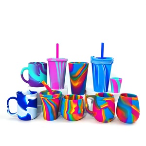 แก้วซิลิโคนพับได้แบบพกพา ขนาด 1.5/3.5/9.5/12/16/20/22/32/42 ออนซ์ เป็นมิตรกับสิ่งแวดล้อม เกรดสำหรับอาหาร ไม่แตกหัก ฝาปิดพร้อมหลอดดูด ปลอดสาร BPA - Product Image 2