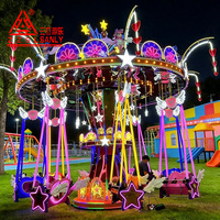 Manège pour enfants avec chaises volantes intérieures/extérieures, éclairage LED, capacité de 16 personnes, construction en métal et fibre de verre