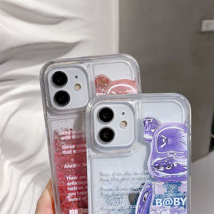 Funda de teléfono Glitter Dynamic Liquid Quicksand Bear para <span class=keywords><strong>Samsung</strong></span> <span class=keywords><strong>Galaxy</strong></span> A34 S23 Ultra TPU Clear Cover para iPhone 14 Plus 13 12 <span class=keywords><strong>Mini</strong></span> - Product Image 5