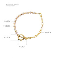 Bracelet de haute qualité en perles d'eau douce véritables avec fermoir OT, chaîne à maillons en forme de trombone dorée, bijoux pour femmes