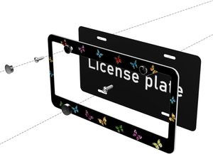 Cadre de plaque d'immatriculation de voiture en aluminium de taille américaine, décoratif et mignon, résistant aux intempéries, avec attaches et vis - Product Image 4