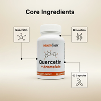 Capsules de poudre de quercétine directement de l'usine, comprimés de bromélaïne, extrait naturel de quercétine avec bromélaïne, complément alimentaire