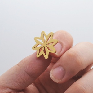 Fashionable Personalized Gold Plated Stainless Steel Hollow Star Shape Natural Stone Brooch Accessories for Women's Daily Use - Product Image 2