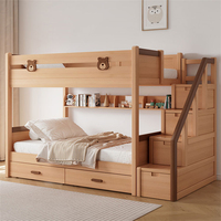 Lit superposé à deux étages en bois massif Offre Spéciale avec rangement en escalier pour chambre de garçon salon école ou hôpital