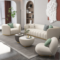 Ensemble de canapé de salon moderne, Base en acier inoxydable, canapé en cuir Pu, ensemble de causeuse en coupe ronde pour la maison, l'hôtel
