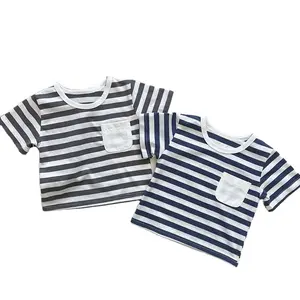 Мягкая хлопковая ткань, детская одежда, удобная футболка, летняя детская футболка с нагрудным карманом