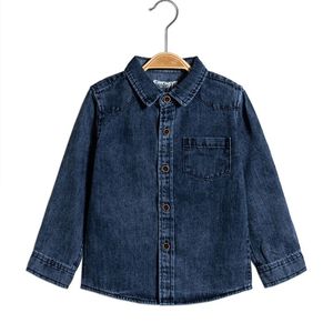 아이 소년과 소녀 청바지와 셔츠 1-14 년 소년 청바지 셔츠 전면 하나의 포켓과 옷깃 목 아기 워시 데님 셔츠 - Product Image 6
