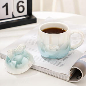 <b>Ceramic</b> Rabbit <b>Mug</b> Gradient Purple Design With <b>Lid</b> And Handle Cute Creative Gift For Women - Product Image 5
