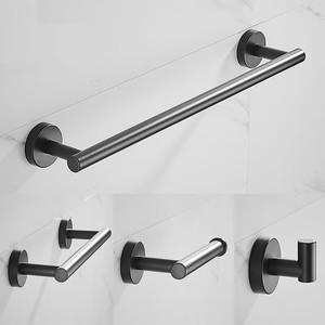 HONGDEC Gunmetal Grey Baño Montaje en pared Rollo Soporte de ducha Soporte de papel higiénico <span class=keywords><strong>Juego</strong></span> de <span class=keywords><strong>toallero</strong></span> - Product Image 4