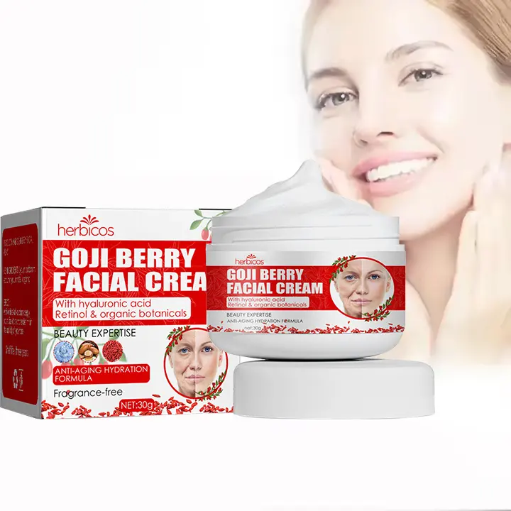 Herbicos gros bio Goji lissage du visage raffermissant efficace Anti-rides peau privée blanchissant hydratant crème pour le visage
