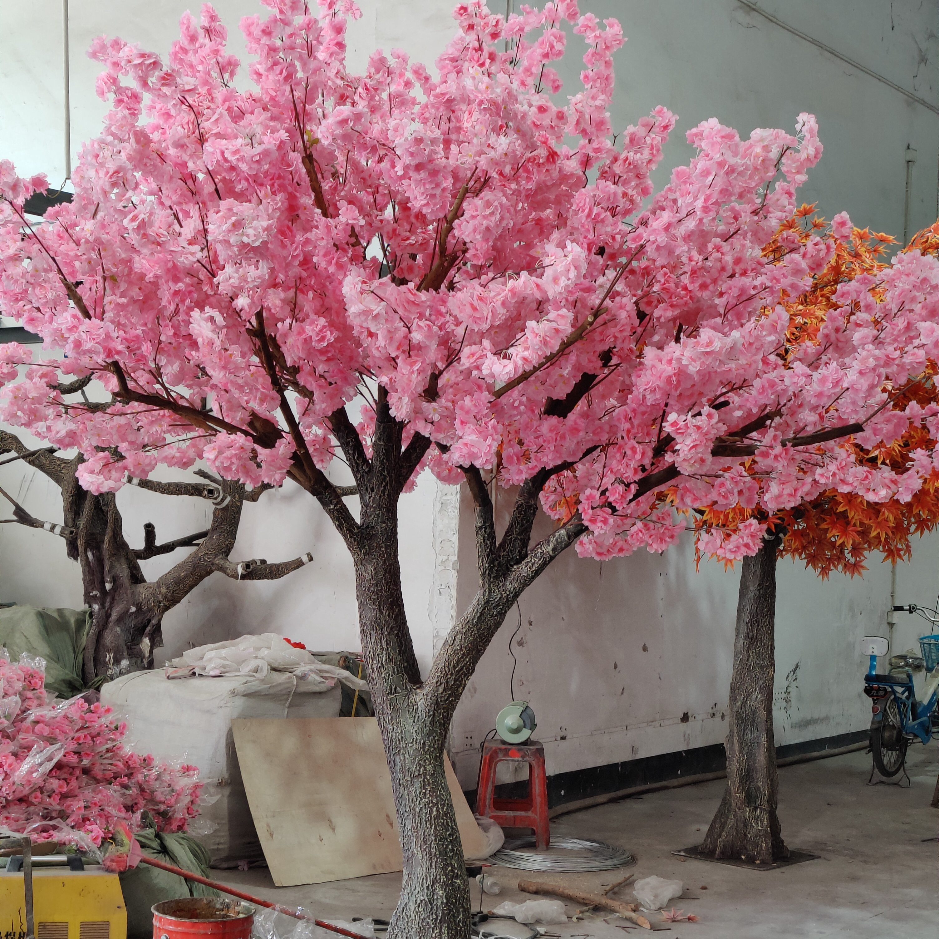 Albero di fiori di ciliegio finto alto 10 piedi-20 rami intercambiabili-fiore artificiale bianco e rosa al coperto