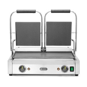 Máquina para Hacer Sándwiches Comercial HENDI, Doble Versión, 230V/3600W, Superficie Superior Acanalada y Inferior Lisa, 570x375x(H)216mm - Product Image 1