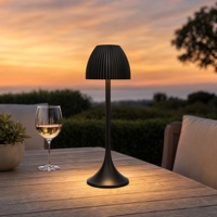Lampe de table LED sans fil rechargeable à commande tactile, abat-jour plissé cannelé blanc, style minimaliste nordique, pour chambre et bureau