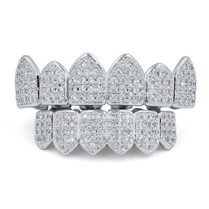 Grillz dentaire Hip Hop en forme de pyramide, micro-inserts en cuivre, décorations de fête, grillz raffinés - Product Image 1
