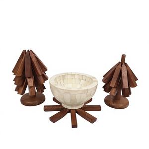 Juego de Salvamanteles de Madera Personalizados, Alfombrillas de Aislamiento Térmico Versátiles, Estilo Bohemio, Ecológicas, 300 mm de Diámetro, 10 mm de Grosor para - Product Image 1