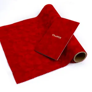 Thiết kế mới màu đỏ hộp đồ trang sức interlining Vàng nghiền nát vải nhung spunlace dính đổ xô chất liệu