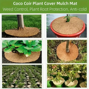 Tapis de coco naturel déchiqueté, anti-racines, protecteur, entretoise pour <span class=keywords><strong>pot</strong></span> de fleurs, film brun décoratif pour plantes - Product Image 2