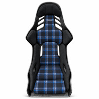 Siège baquet de course personnalisé en fibre de carbone avec tissu à carreaux bleus pour modification automobile, amélioration de l'intérieur OEM