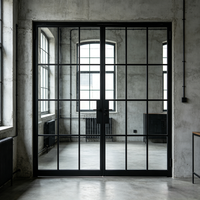 Portes de sécurité en acier à double vitrage, profil mince, cadre étroit, style minimaliste, anti-effraction, pour usage extérieur en villas et hôtels (vente en gros)