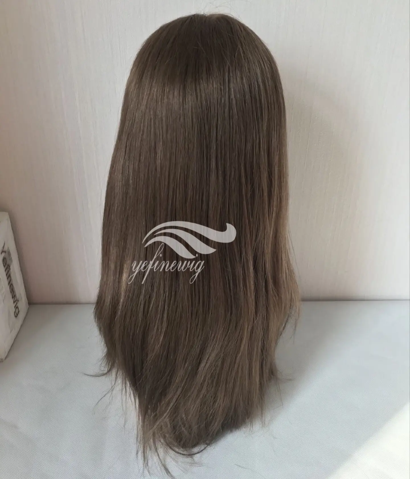 Peluca de cabello humano con encaje frontal, pelo virgen de alta calidad, estilo judía