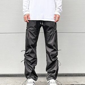 กางเกงไนลอนขาตรงสำหรับผู้ชายกางเกงฮิปฮอปแบบมีเชือกรูดด้านข้าง - Product Image 2
