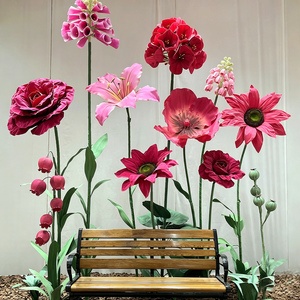 <span class=keywords><strong>L</strong></span>-057 Ensemble de <span class=keywords><strong>fleurs</strong></span> géantes faites à la main personnalisées, <span class=keywords><strong>fleurs</strong></span> géantes sur pied, grandes compositions florales artificielles pour la décoration de mariage - Product Image 1