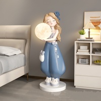 Lampe LED sculpturale en forme de fille de dessin animé, grande décoration de sol pour salon, meuble TV, côté canapé, ornement décoratif