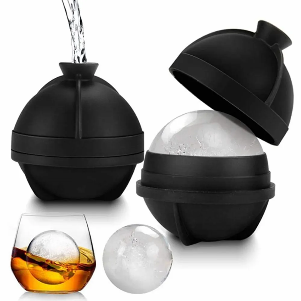 Vassoio a sfera a sfera a sfera con forma di cristallo trasparente per cubetti di ghiaccio nuovi prodotti di alta qualità in Silicone grande whisky ghiaccio da 2.5 pollici campione nero gratuito