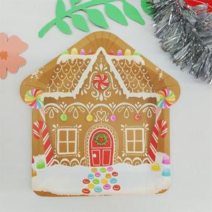 DAMAI Christmas Tree Snowflake Gingerbread Disposable Paper Dinnerware Plates Dessert Plates Cups for Merry Christmas Party - Product Image 6