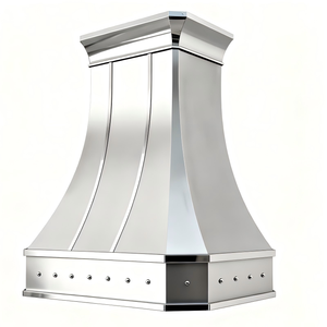 Architectural Brushed Stainless Steel Range Hood With Polished Crown and Rivet Straps for Luxury Homes Custom Stainless Steel Ra - Product Image 3