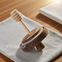 Tarro de miel de vidrio transparente con tapa de madera, cuchara, contenedor de cocina para conserva de jarabe de miel