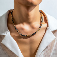 NW1012 Boho Bohème Unisexe Puka Surfer Collier Coquille De Noix De Coco Bois Heishi Disque Perlé Collier Ras Du Cou