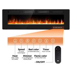 <span class=keywords><strong>Cheminée</strong></span> électrique <span class=keywords><strong>murale</strong></span> encastrée 3D à flamme ultra-mince de 68 pouces (8 cm) certifiée CE avec deux sorties d'air pour la maison - Product Image 3
