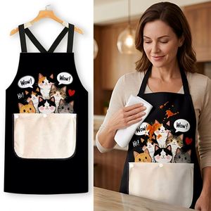 Custom Printed Home <b>Kitchen</b> <b>Apron</b> with Removable Hand Towels Waterproof BBQ Baking Cooking Chef <b>Aprons</b> - Product Image 1