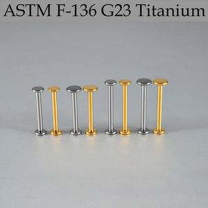 Joyería de Titanio ASTM F136 con Zirconia y Oro, Disco Plano Circular, Piercing para Lengua, Arete, Anillo de Labio, Cartílago, Hélix, Tragus - Product Image 3