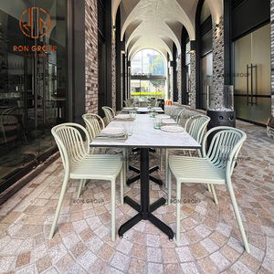 Juego de muebles modernos para cafetería y cafetería al aire libre, sillas de metal verde con mesas de mármol blanco y Marco de metal para <span class=keywords><strong>restaurante</strong></span> - Product Image 4