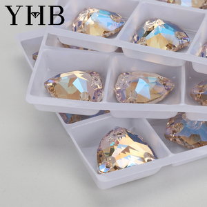 โรงงานมูนไลท์ YHB ขายส่งโดยตรง คริสตัลแก้วทรงสามเหลี่ยมขนาด 12 มม. 16 มม. 22 มม. คุณภาพสูง มีมากกว่า 30 สี สำหรับเย็บติด - Product Image 6