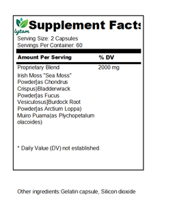 แคปซูลสาหร่ายทะเล Lytam OEMSea Moss  สาหร่ายทะเลไอริชสูตรเข้มข้น ผสมรากบูร์ด็อค ซุปเปอร์ฟู้ด อาหารเสริมจากสาหร่ายทะเล - Product Image 2