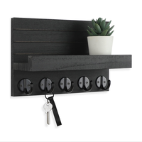 Étagère murale décorative en bois avec porte-clés et crochets de rangement pour entrée – En stock