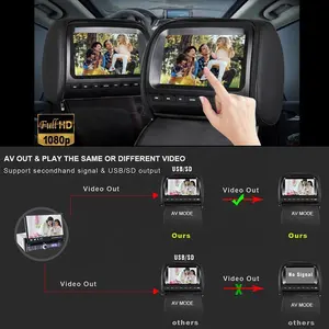 Универсальный 9 "сенсорный экран автомобильный dvd-плеер для подголовника MP5 плеер 1080P Подушка монитор поддерживает CD/VCD/DVD/AV/USB/SD/FM/ИК/беспроводная игра