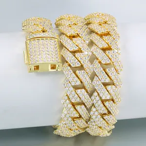 时尚珠宝全珠光钻石锆石冰镇古巴链项链