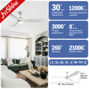 พัดลมเพดาน LED 1ดวงใบพัดไม้แข็ง3สีไฟ LED พัดลมเพดานสีขาวพร้อมรีโมทคอนโทรล - Product Image 3