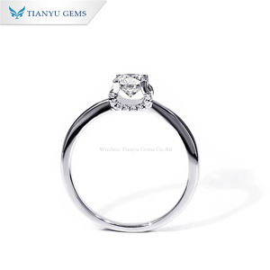 Tianyu แหวนเพชรโมอิสทรงกลมสีเงินประกายระยิบระยับสำหรับผู้หญิงยุคใหม่ใช้ได้ทุกวันและงานพบปะเล็กๆ - Product Image 3