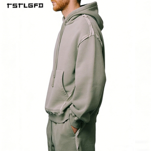 Unisex Autumn Casual Terry 100% Cotton Breathable Sweatsuit Hoodie <b>Sweatpants</b> <b>Set</b> Baggy Tracksuit Men Oversized Solid Custom - Product Image 2