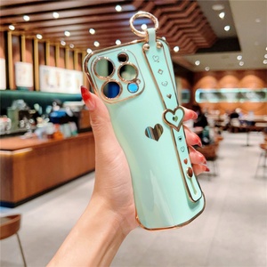 Funda de Teléfono Móvil con Correa de Muñeca de Lujo para iPhone 16 15 14 13, Funda Electrochapada para iPhone 15 Pro Max, Diseño Lindo para Chicas - Product Image 6